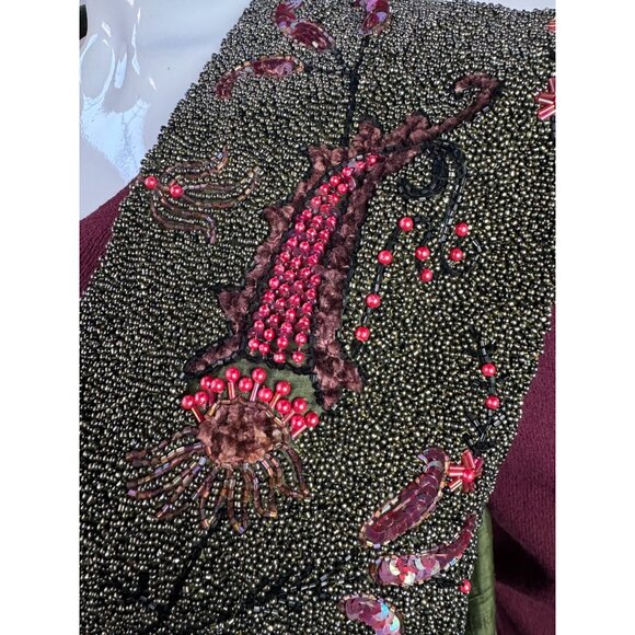 Vintage Other Destinations Hand-Beaded Silk Vest With Floral Embroidery & Rayon - Picture 16 of 16